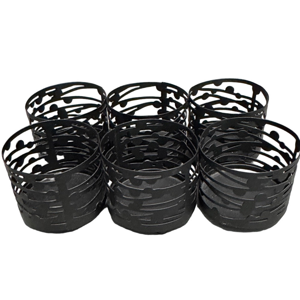 Set of Six Black Metal Votive Tealight Candle Holders